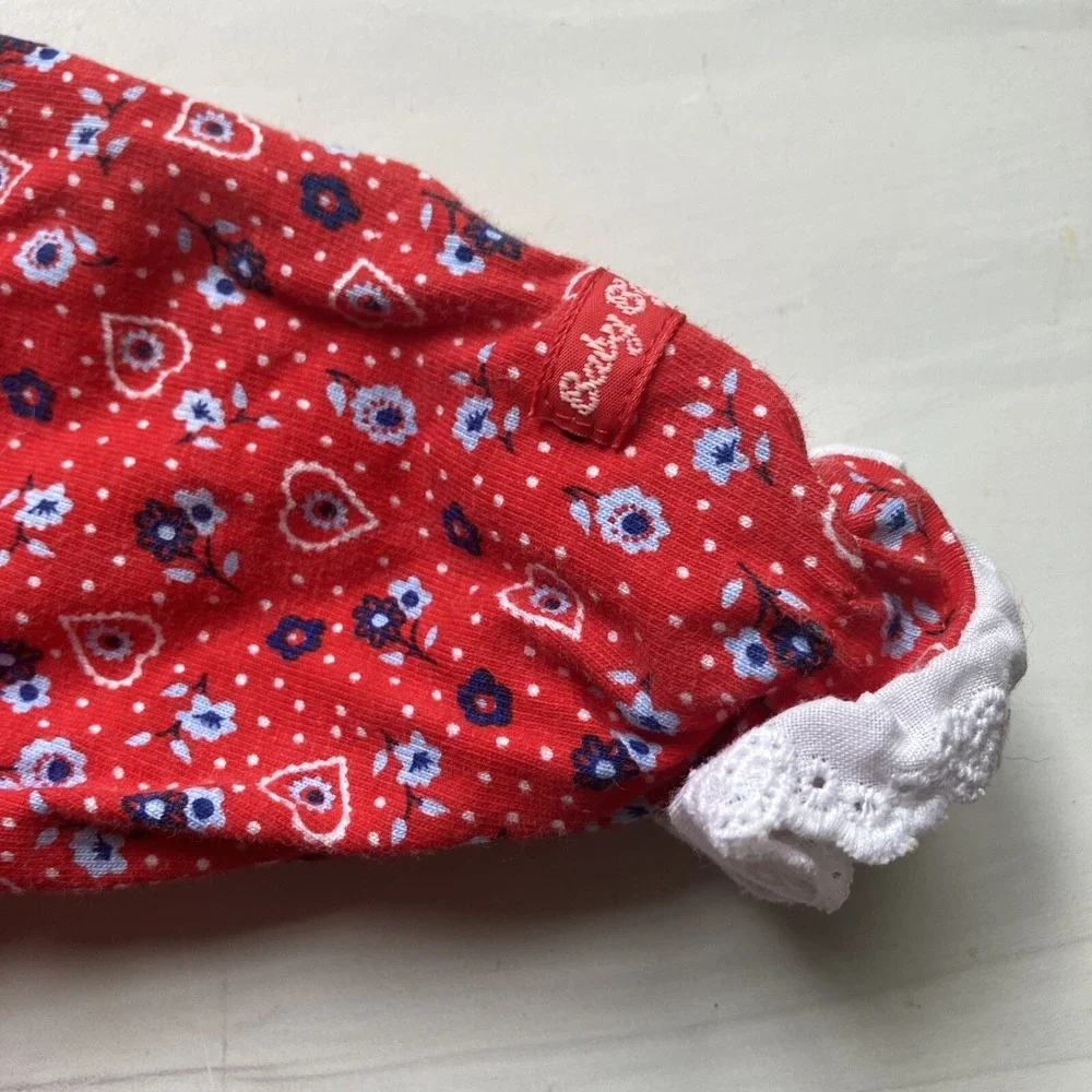 Vintage Oshkosh B'gosh Red Hearts And flowers bubble Romper‎ 3-6 Months